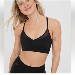 Black Mesh Detail Sports Bra
